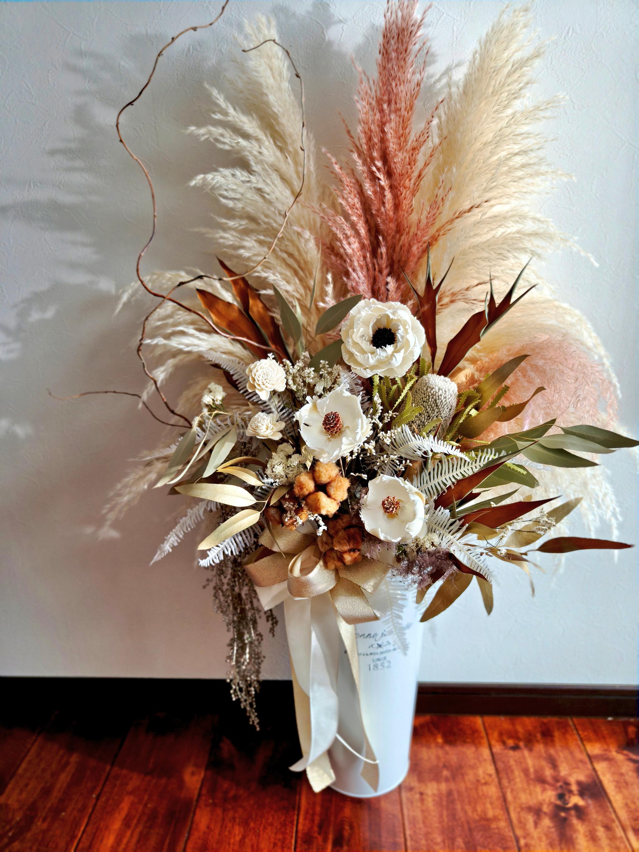 Tomo様専用ページ：お洒落ドライフラワーのお祝い花 　スタンド花パンパスグラス 開店祝い新築祝い　インテリア店舗装飾 | 9枚目